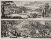 KG 12066
<br/>
Griekenl.: Rouw onder de vrouwen & Doop in de Jordaan.
<br/>
<em>Picart, Bernard (1673-1733)</em>